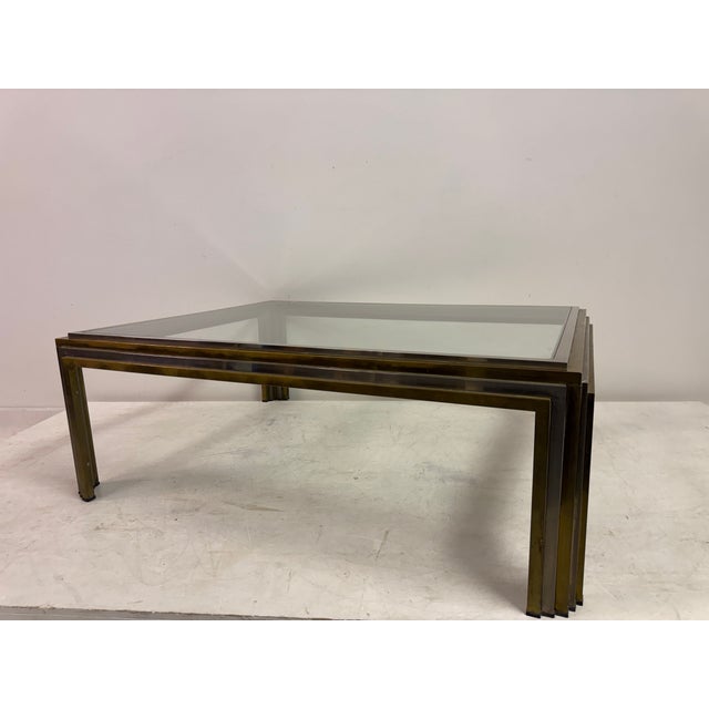 1970s Vintage French Steel and Brass Coffee Table, 1970s For Sale - Image 5 of 13