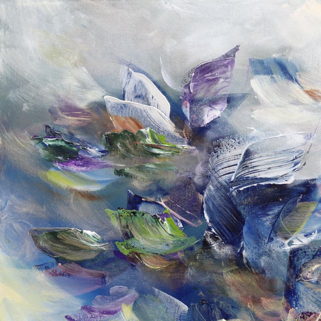 2020s Universe Is With You - Large Blue and Gold Abstract Acrylic Painting on Canvas by Ve Boisvert For Sale - Image 5 of 9