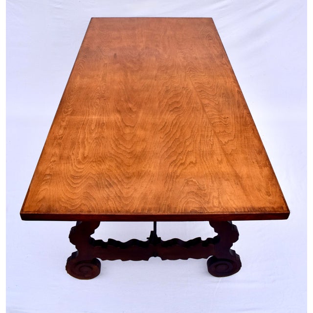 Spanish Colonial Dining Table, Hand-Carved Oak & Iron, Early 20th C. For Sale In Philadelphia - Image 6 of 18