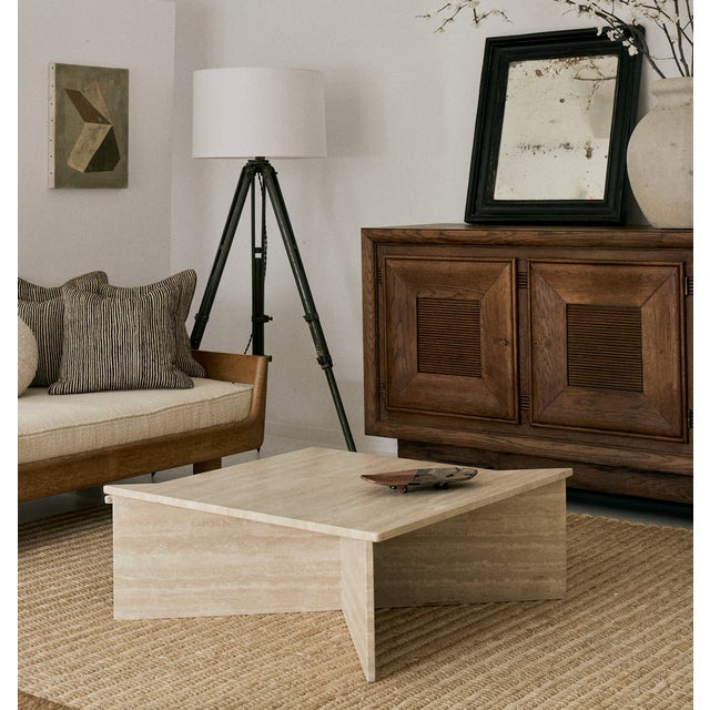 Modern Two Piece Triangular Travertine Coffee Tables, 1970s, France For Sale - Image 3 of 18