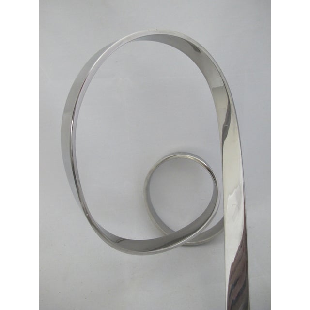 David Elijah Herschler Chrome Freestanding Ribbon Twist Modern Art Sculpture For Sale - Image 17 of 17