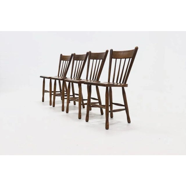 Dutch Brutalist Oak Dining Chairs, 1960s, Set of 4 For Sale - Image 10 of 11