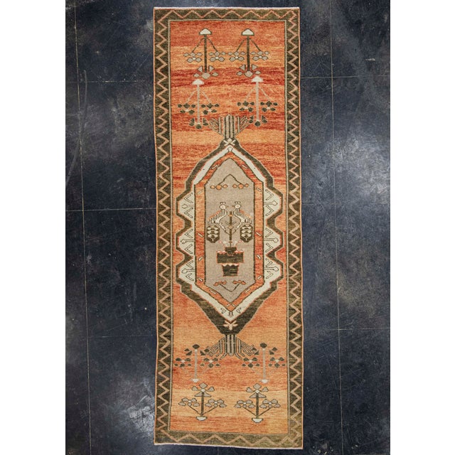 Burnt Orange Turkish Vintage Rug 3'6" x 10'5" #21125 For Sale - Image 8 of 8