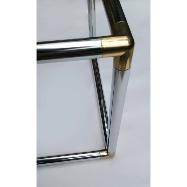 Metal 1970s Chrome Tubular Cube Cocktail Table W/Smoke Glass Pane Shelves in the Style of Milo Baughman For Sale - Image 7 of 12
