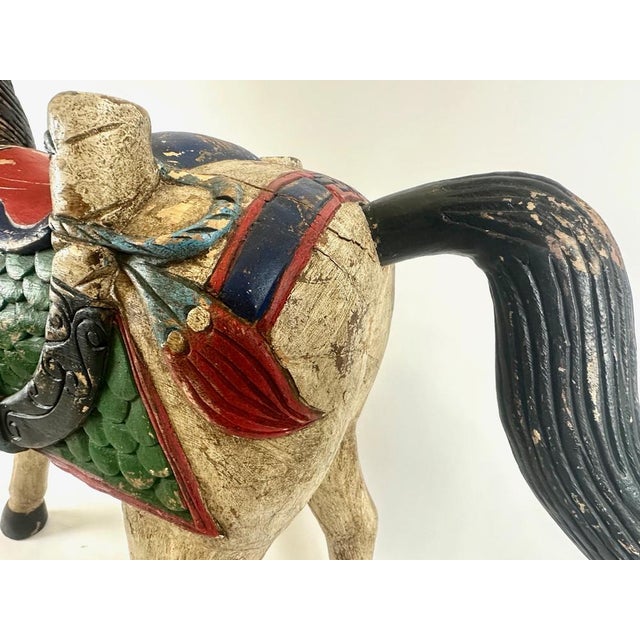 Carved Hand-Painted Wooden Horse, 19th Century For Sale - Image 12 of 18