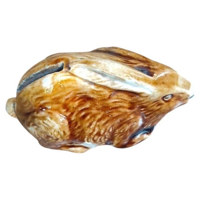 French Country French Majolica Rabbit Money Bank Circa 1900 For Sale - Image 3 of 5