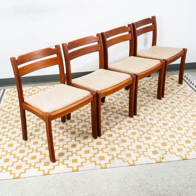Mid Century Danish Modern Dining Chairs Dyrlund Brown Set 4 Teak Vintage Denmark For Sale In Sacramento - Image 6 of 11