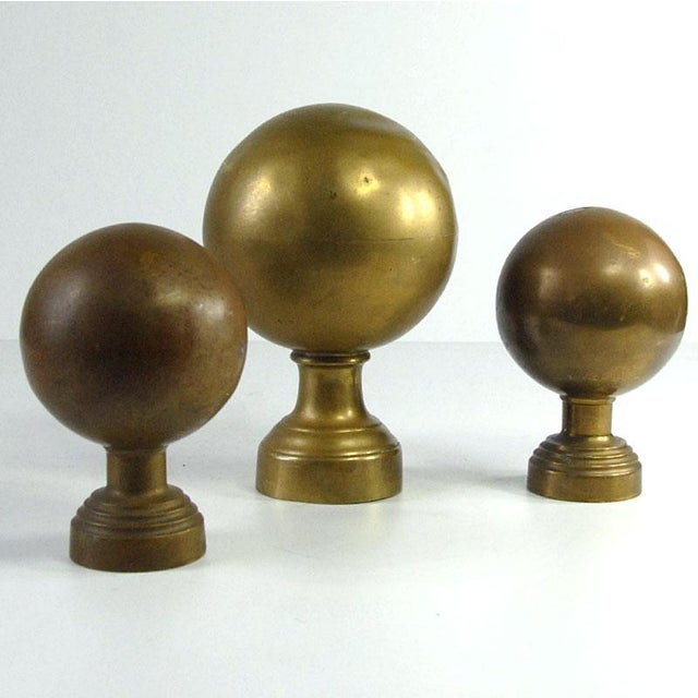 1930s Vintage Brass Spheres Details, France, Set of 3 For Sale - Image 5 of 10