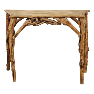 Rustic Driftwood Serpentine Console, Mid-Late 20th Century For Sale