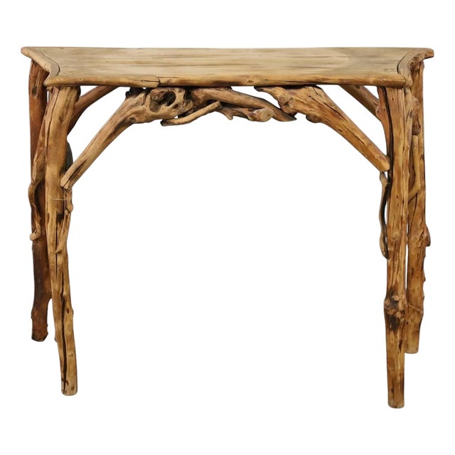 Rustic Driftwood Serpentine Console, Mid-Late 20th Century For Sale