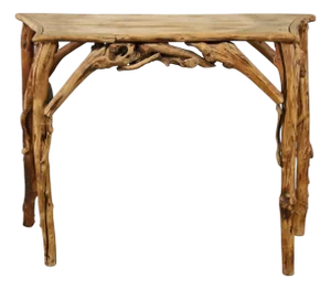 Rustic Driftwood Serpentine Console, Mid-Late 20th Century