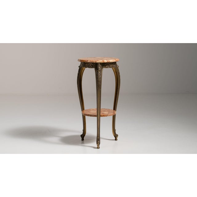 Metal 1900-1909 France Deep Ebony Black Marble-Top Gueridon Table For Sale - Image 7 of 11
