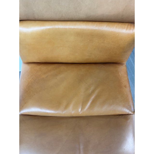West Elm Cooper Mid-Century Leather Swivel Office Chair For Sale - Image 9 of 12