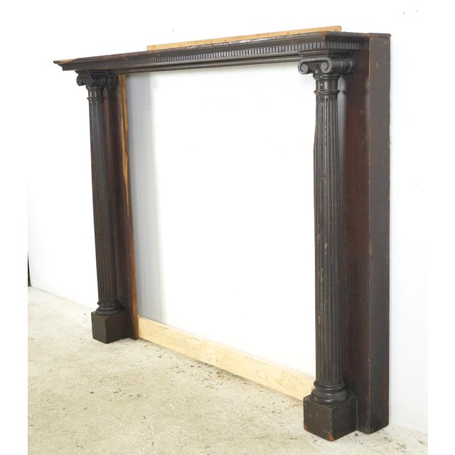 Traditional Late 19th Century Dark Wood Fireplace Mantel For Sale - Image 3 of 11
