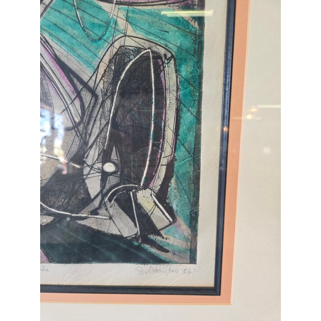 Printmaking Materials Vintage 1954 Signed Abstract Lithograph For Sale - Image 7 of 9