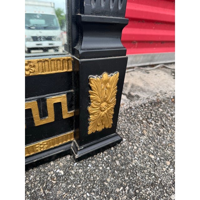 Onyx 1960s Vintage Neoclassic Black and Gold Floor Pier Full Length Mirror For Sale - Image 8 of 12