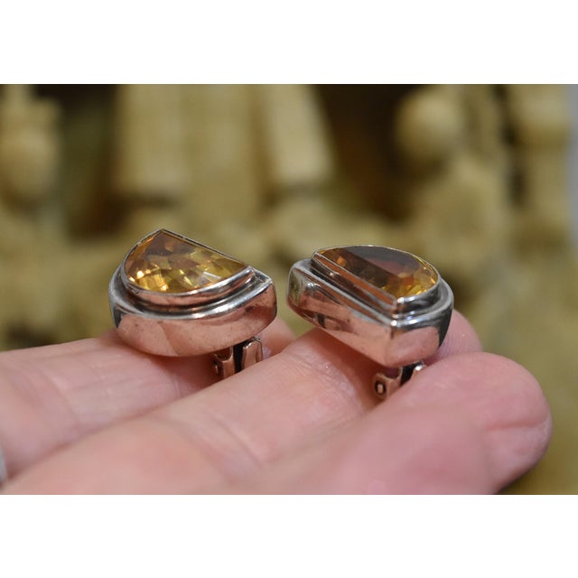 Lori Bonn Sterling Silver Citrine Clip on Earrings, Pair For Sale - Image 10 of 13