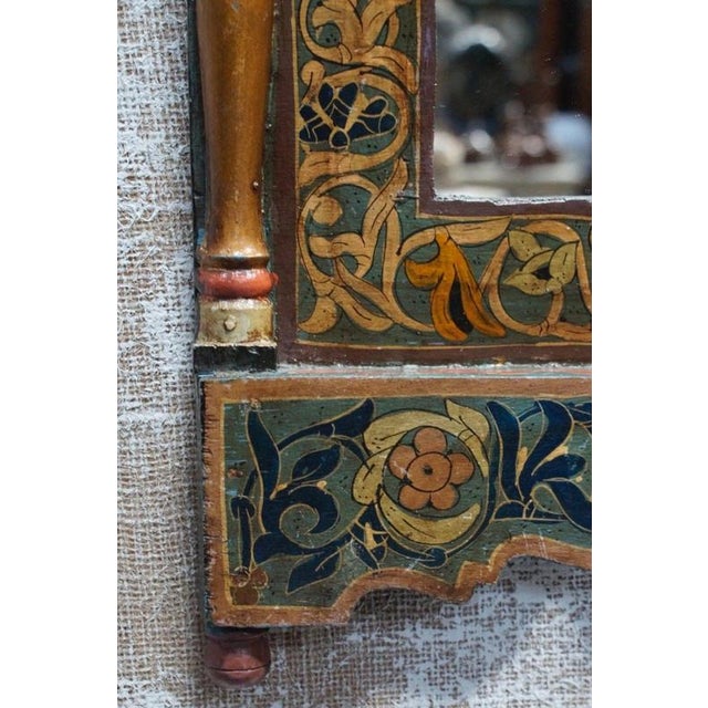 Antique Kashmiri Indian Painted Wall Mirror, 1890 For Sale - Image 9 of 11