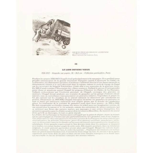 1970s 1972 After Marc Chagall "The Lion Grown Old", Full-Color Parisian Print For Sale - Image 5 of 7