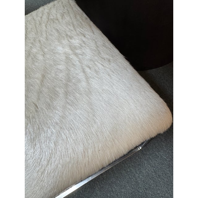 Hair on Hide Vanity Stool, Off White For Sale - Image 12 of 12