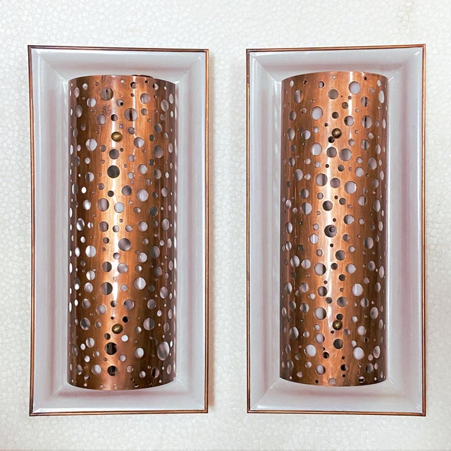 Large Copper and Grey Metal Wall Lights, 1950s, Set of 2 For Sale - Image 16 of 16