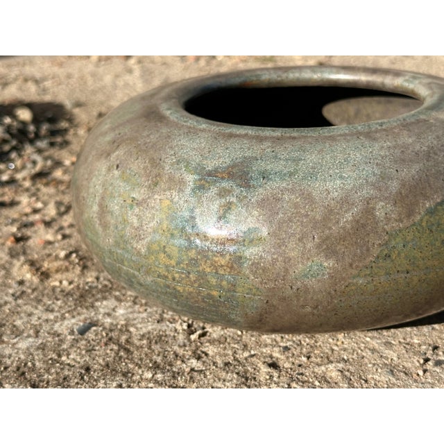 Flat-Shaped Studio Ceramic Art Vase Glazed in Crystal- and Run-Glaze Technique, West Germany, 1960s For Sale - Image 11 of 18