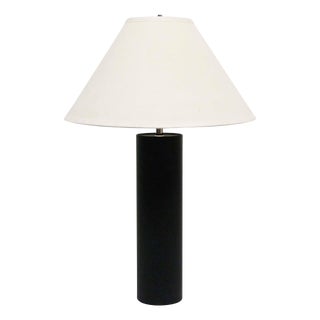 Black & Chrome Cylinder Table Lamp For Sale