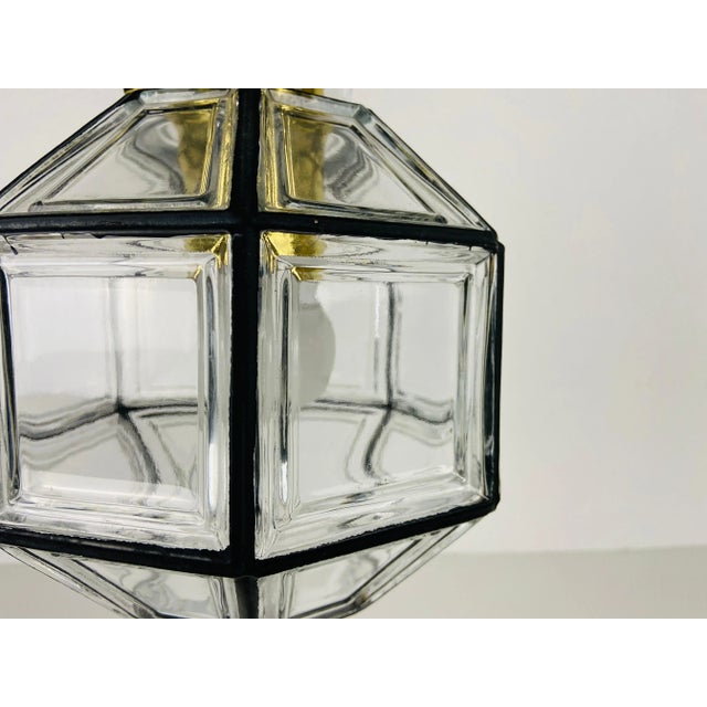 1960s Mid-Century Iron and Bubble Glass Pendant by Glashütte Limburg For Sale - Image 10 of 11