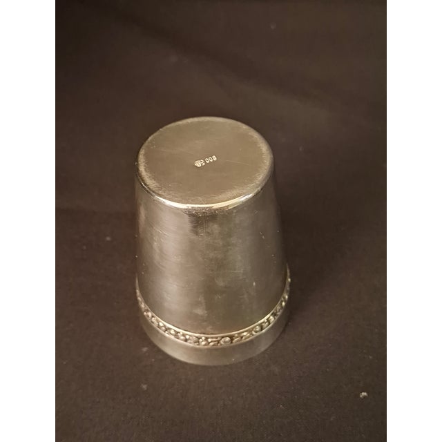 Silver Vintage German 800 Silver Kiddush Cup Shot Glass Gold Wash Interior Gottlieb Kurz For Sale - Image 8 of 13