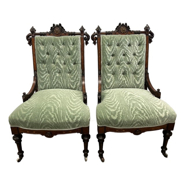 Late 19th Century Pair of Victorian Rosewood Parlor Chairs For Sale