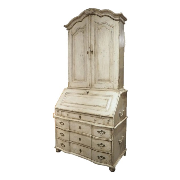 Hand Painted and Lightly Scraped Swedish Gustavian Style Secretary For Sale