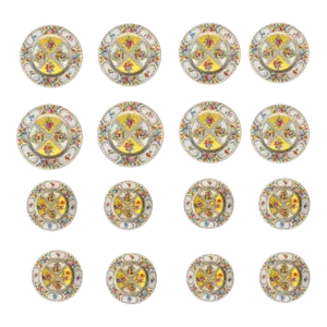 Set of 16 Schumann Royal Bavarian Dresdener Art Panels Yellow Bread and Butter and Salad Plates, Circa 1945