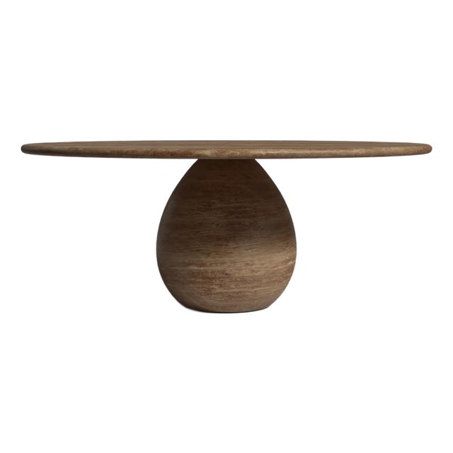 Pearl Noche Travertine Round Coffee Table 40" For Sale