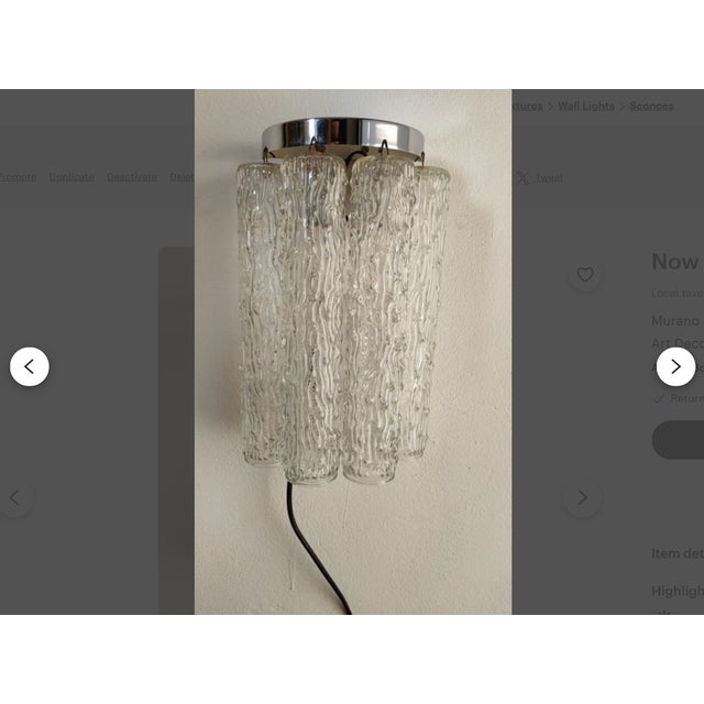 Murano Glass Wall Lights from Venini, Set of 2 For Sale - Image 11 of 12