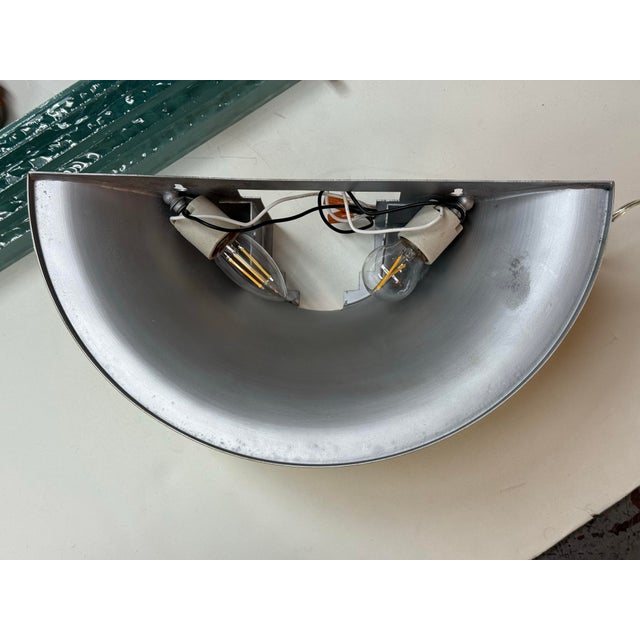 1980s Karl Springer Purcell Brass + Aqua Glass Sconces, Pair For Sale - Image 11 of 12