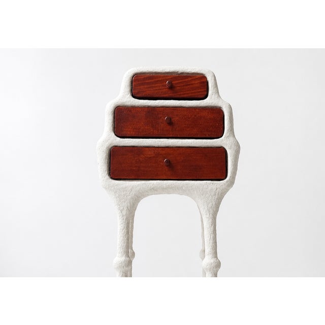 Rare Handmade Wabi Sabi Cabinet Handcrafted Organic Three Drawer Art Furniture For Sale - Image 6 of 7