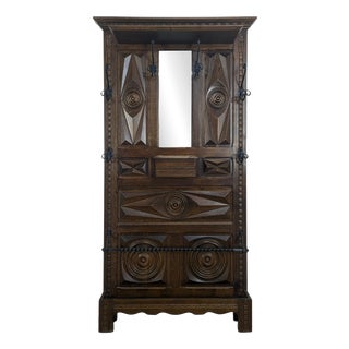 Oak Coat Rack in the style of Dudouyt For Sale