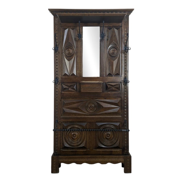 Oak Coat Rack in the style of Dudouyt For Sale