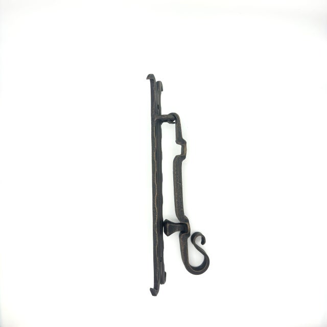 Hand-Forged Wrought Iron Drop Pull & Door Knocker (Gold Patina) Medieval Swing Hardware For Sale - Image 4 of 6