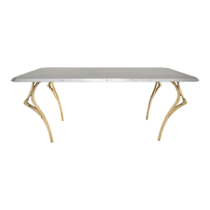 Steam Punk Heavy Solid Bronze Leg Forged Steel Beveled Edge Top Dining Table