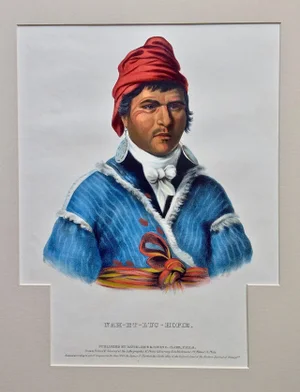 Nah-Et-Luc-Hopie: An Original 19th C. Hand-Colored McKenney & Hall Folio-Sized Lithograph
