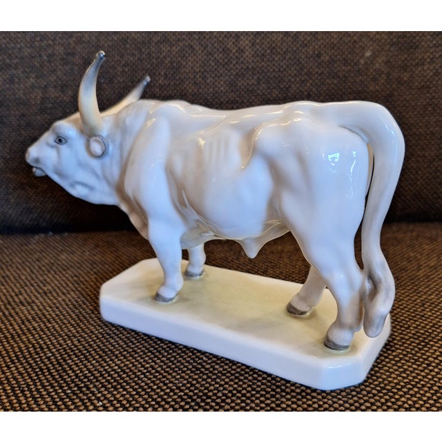Ceramic Hand-Painted Porcelain Long Horn Bull Figurine from Herend, 1970s For Sale - Image 7 of 9