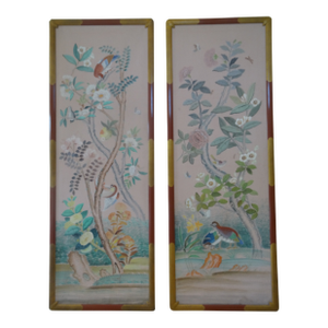 Vintage Hand Painted Chinese Panels - Set of 2