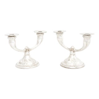 British Art Deco Silver PCandelabra, Pair For Sale
