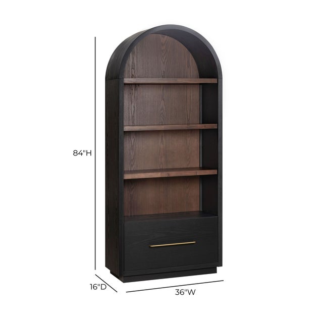 Marlow Black Wood Bookcase with File Drawer For Sale - Image 9 of 9