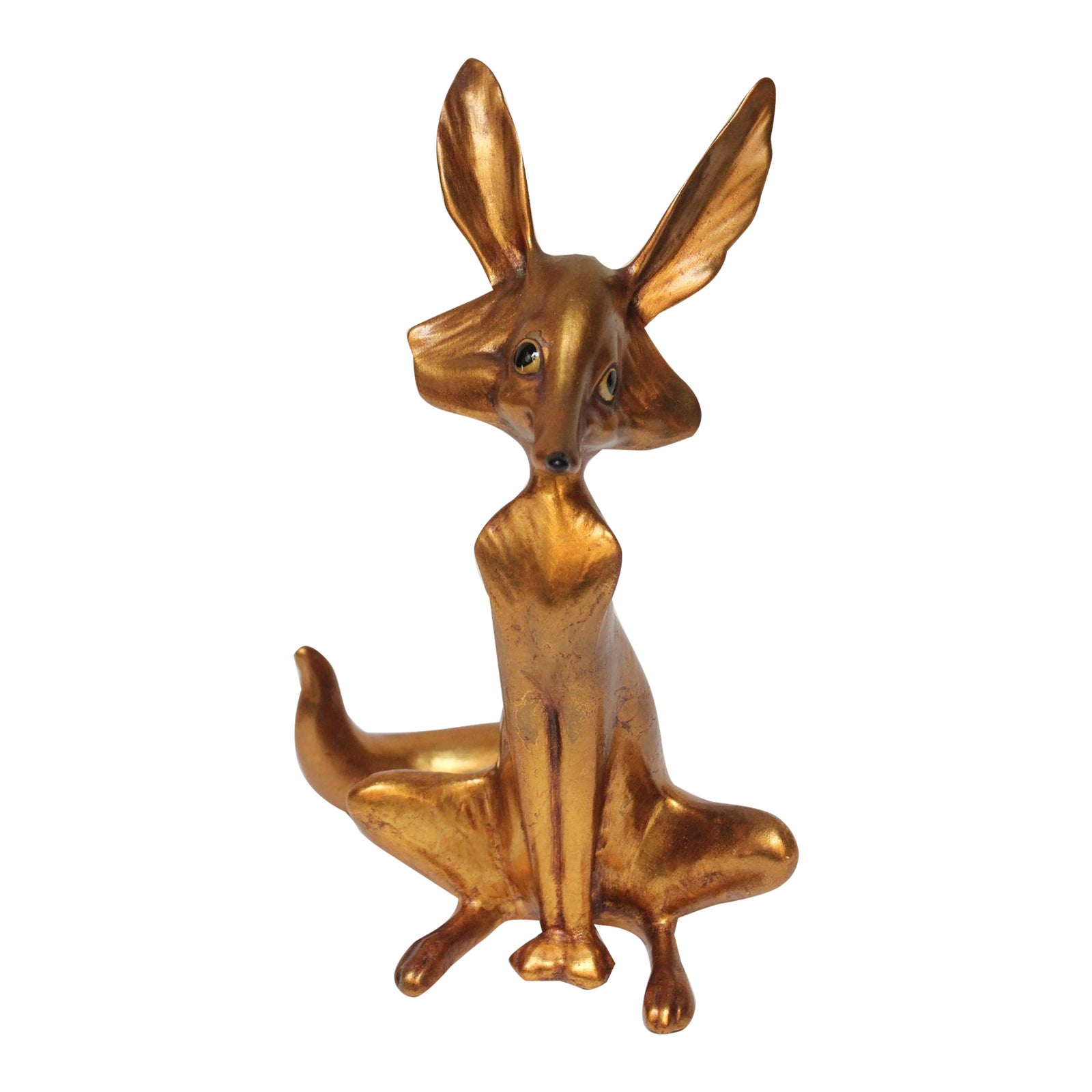 Vintage Gold Leaf Ceramic Fox by Freeman McFarlin Potteries