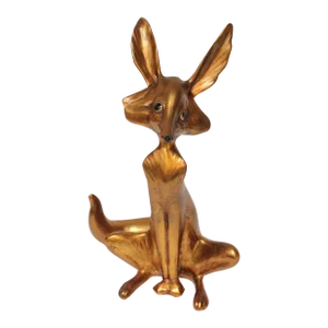 Vintage Gold Leaf Ceramic Fox by Freeman McFarlin Potteries