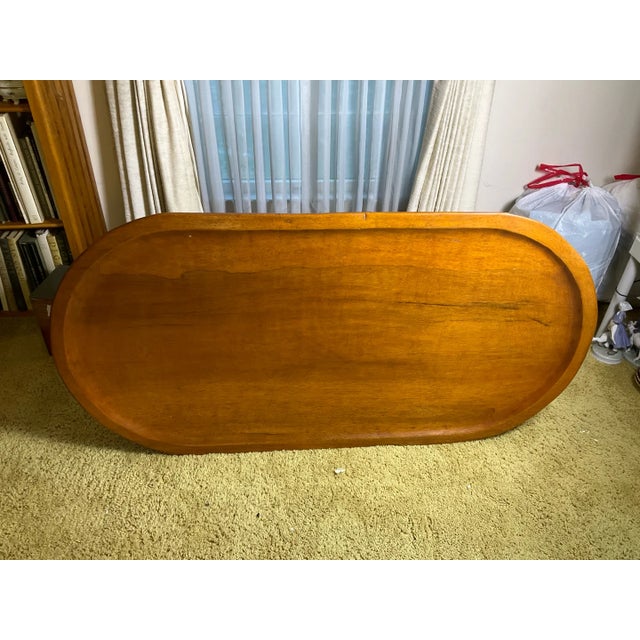 Vintage Mid-Century Modern Teak "Surfboard" Style Oblong Coffee Table With Raised Edge, Scandinavian Style For Sale - Image 9 of 9