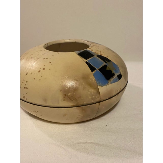 1980s Modernist Geometric Raku Pottery Vessel by Ann Darling | Chairish