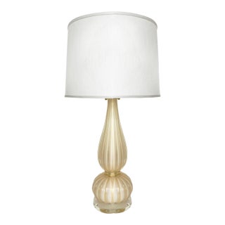 Vintage Murano Sommeroso Gold-Infused Venetian Glass Lamp, Lucite Base, Signed For Sale